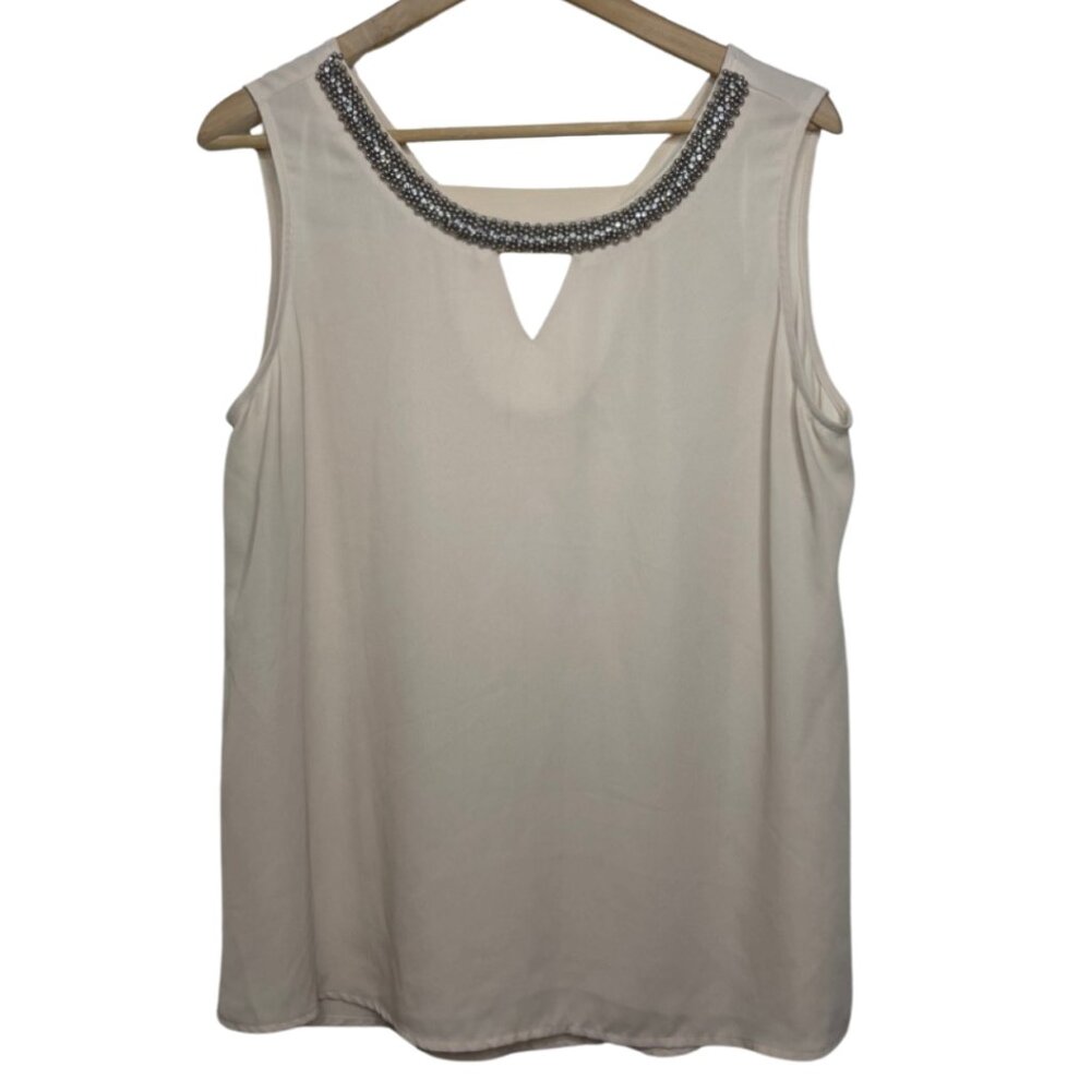 BELLATRIX | Nude Keyhole Cutout Top with Silver Neck Details | Size L